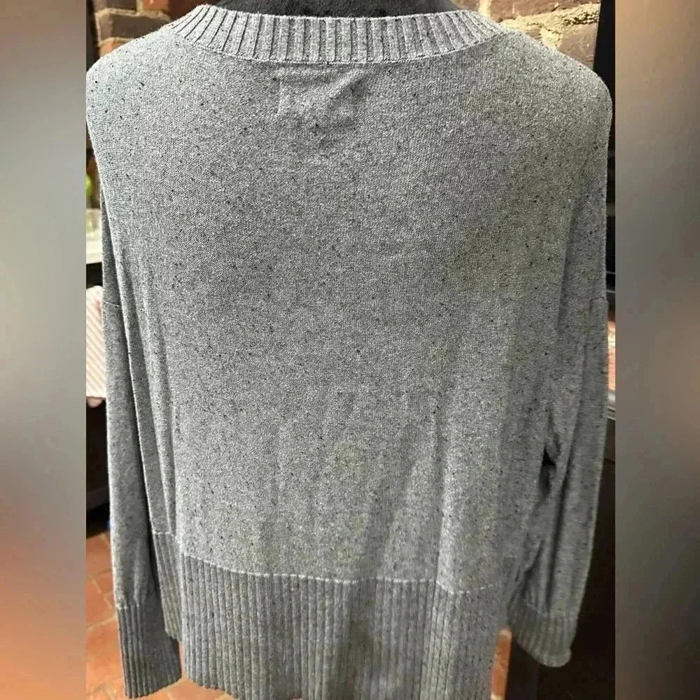 Lou&Grey women’s pullover cropped sweater Gray L lightweight boxy slouchy boho - Picture 2 of 7